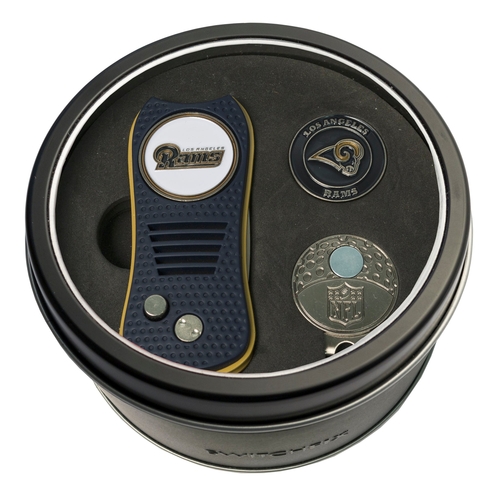 Los Angeles Rams Switchblade Divot Tool + Cap Clip + Ball Marker Tin Gift Set