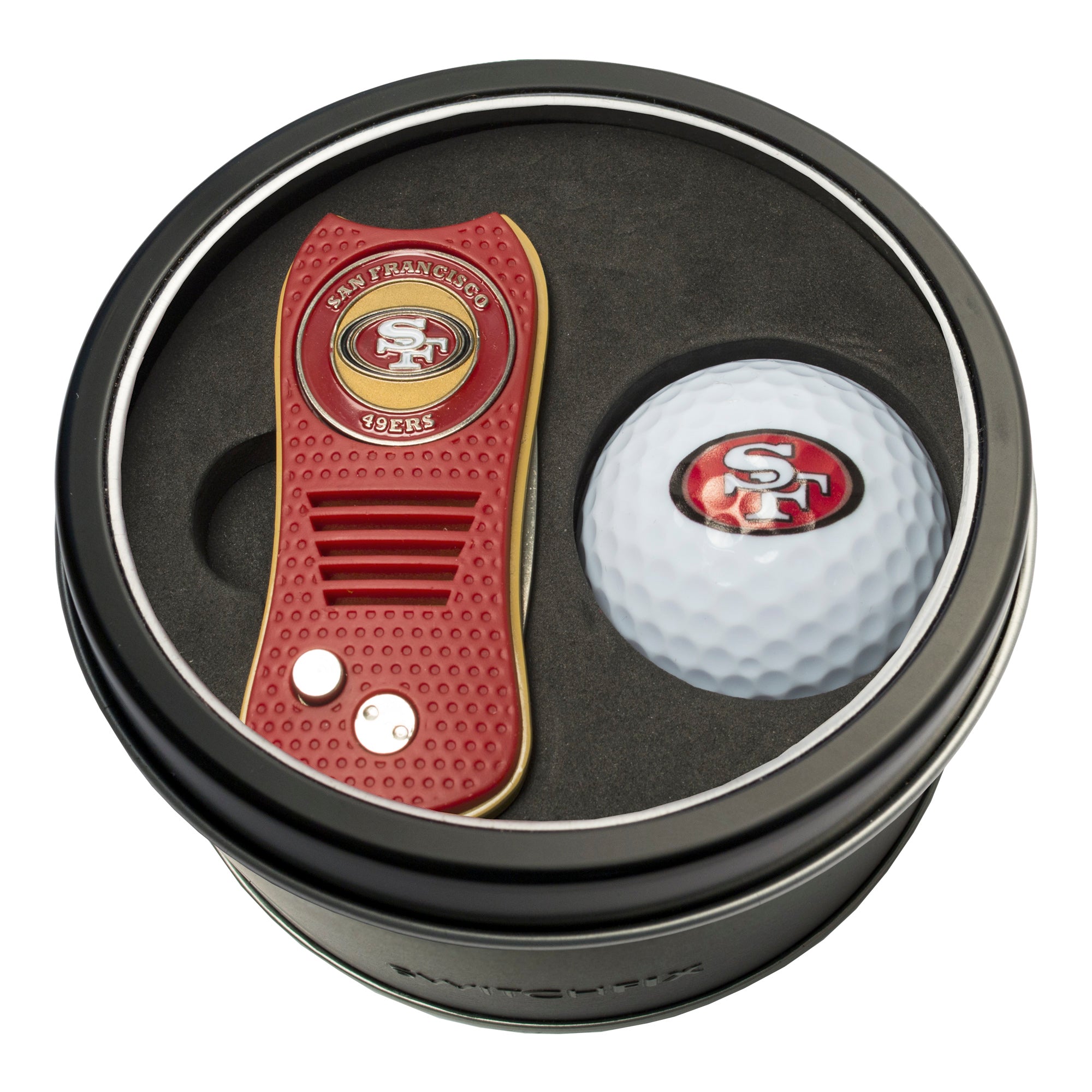 San Francisco 49ers Switchblade Divot Tool + Golf Ball Tin Gift Set