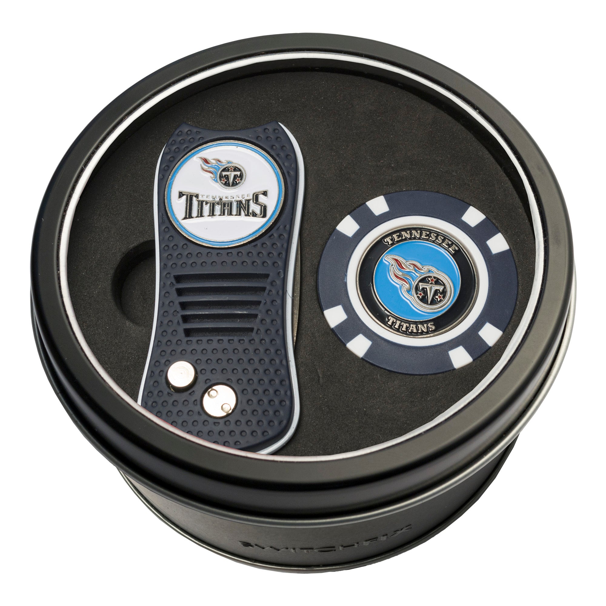 Tennessee Titans Switchblade Divot Tool + Golf Chip Tin Gift Set