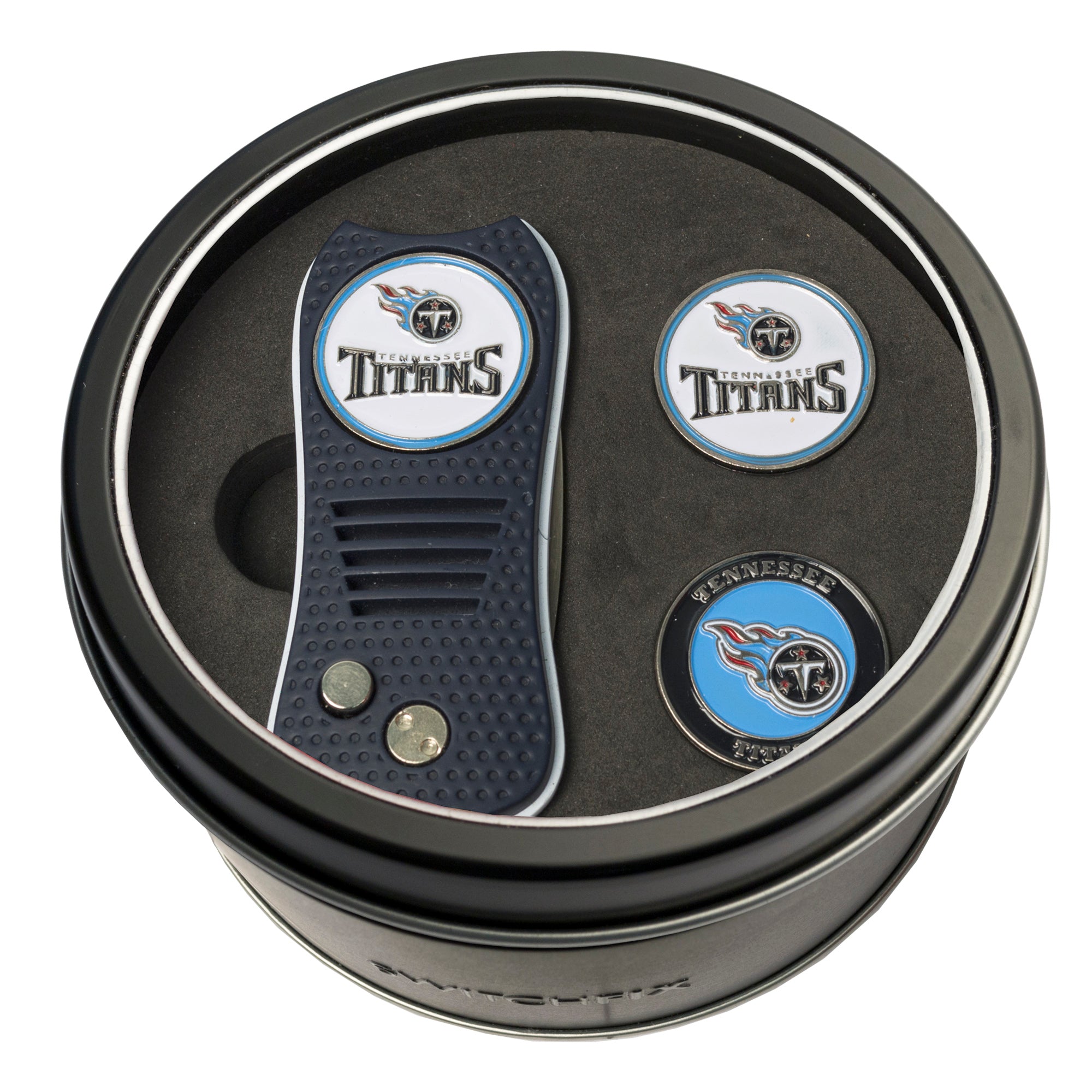 Tennessee Titans Switchblade Divot Tool + 2 Ball Marker Tin Gift Set