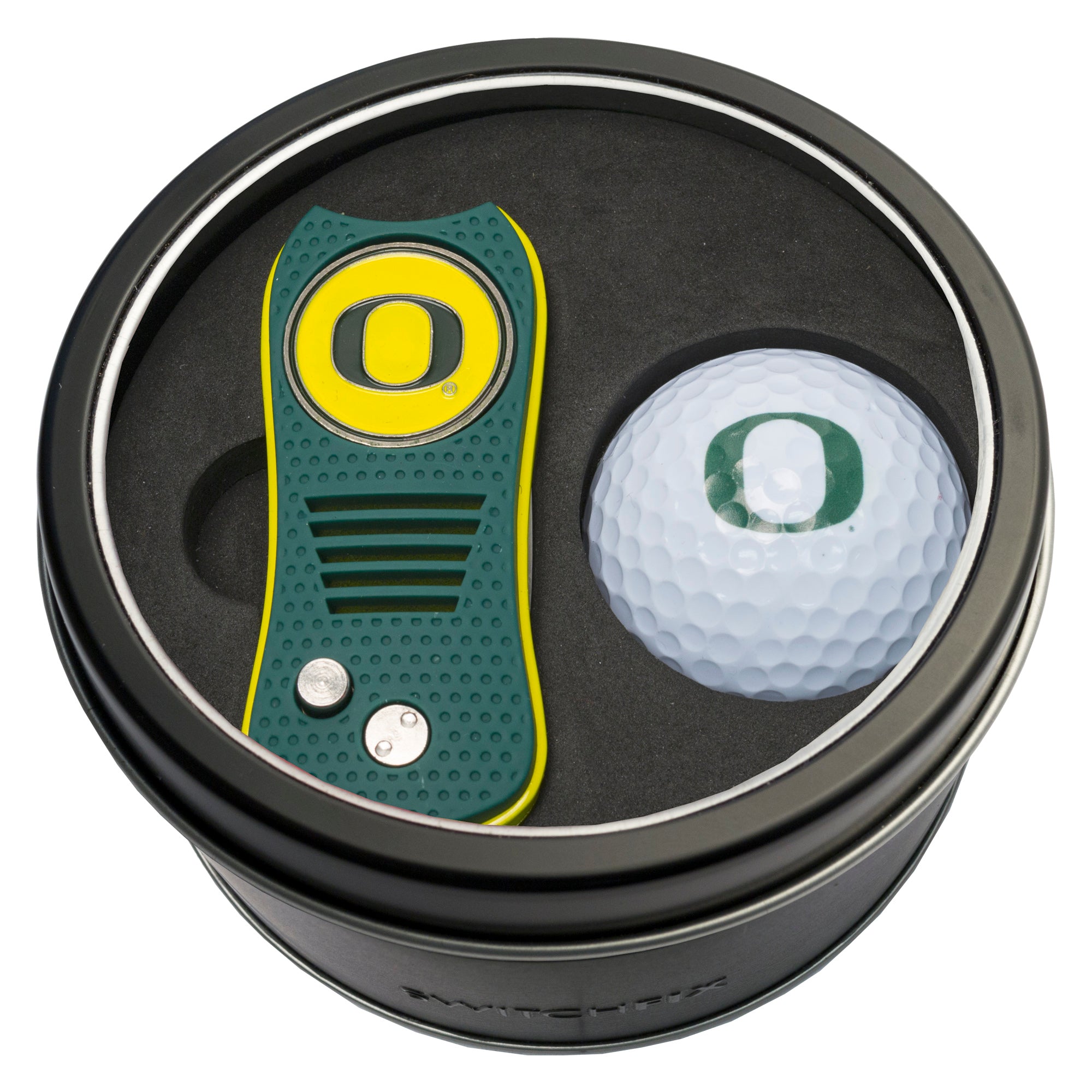 Oregon Ducks Switchblade Divot Tool + Golf Ball Tin Gift Set