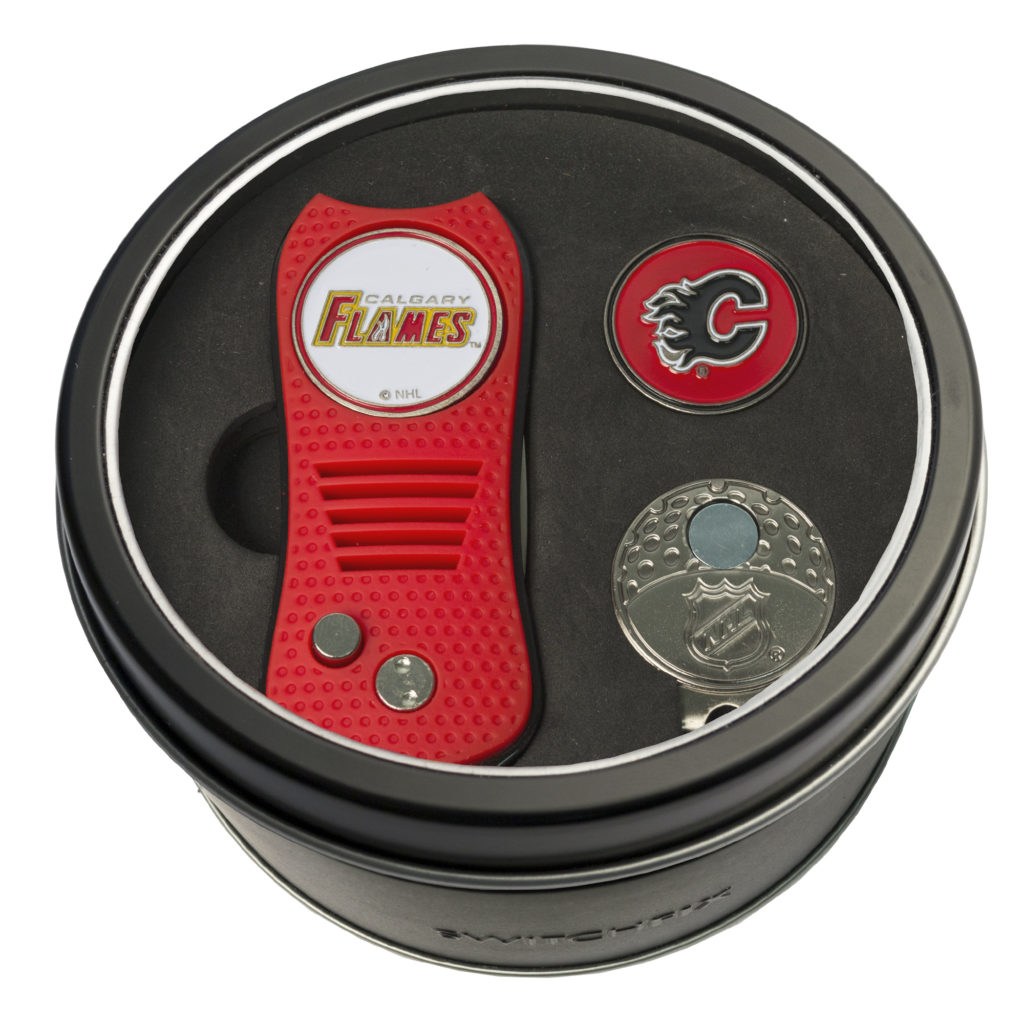 Calgary Flames Switchfix + Cap Clip + Ball Marker Tin Gift Set