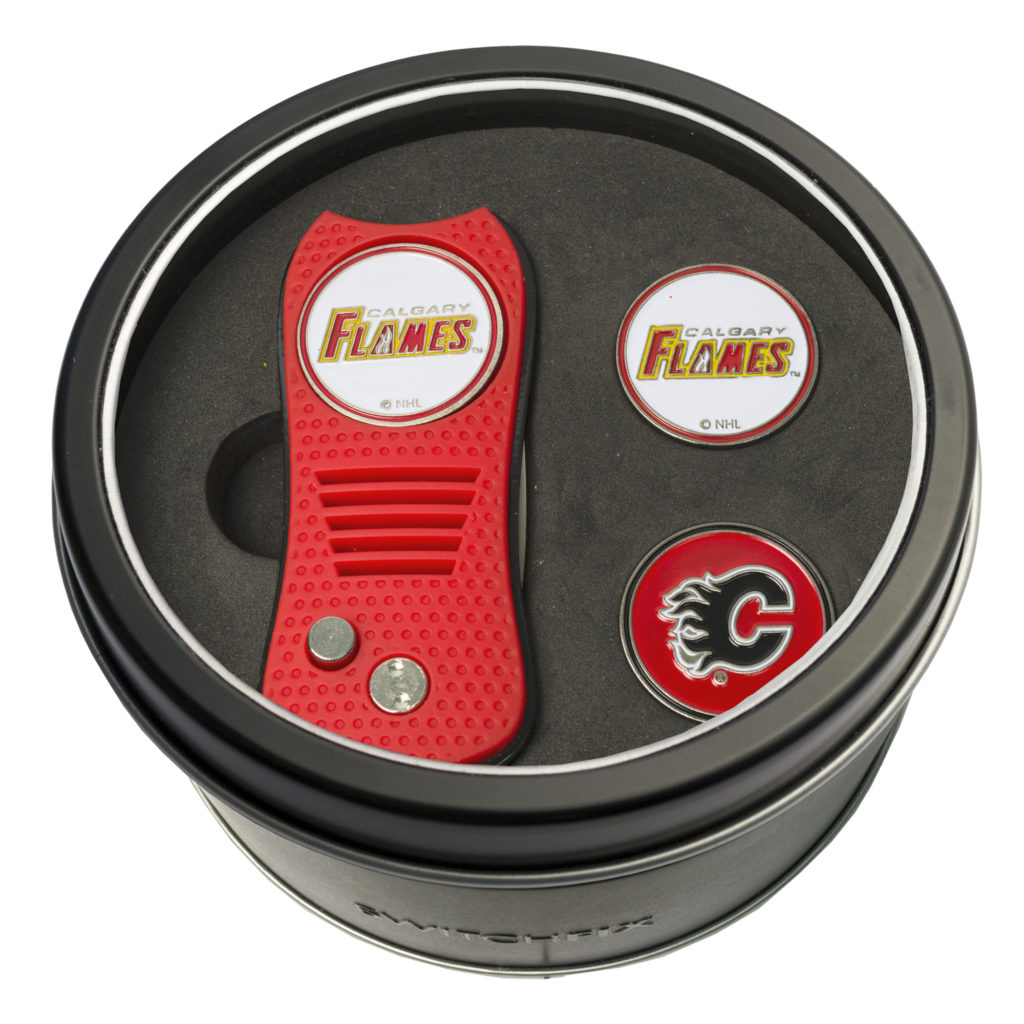Calgary Flames Switchfix + 2 Ball Marker Tin Gift Set