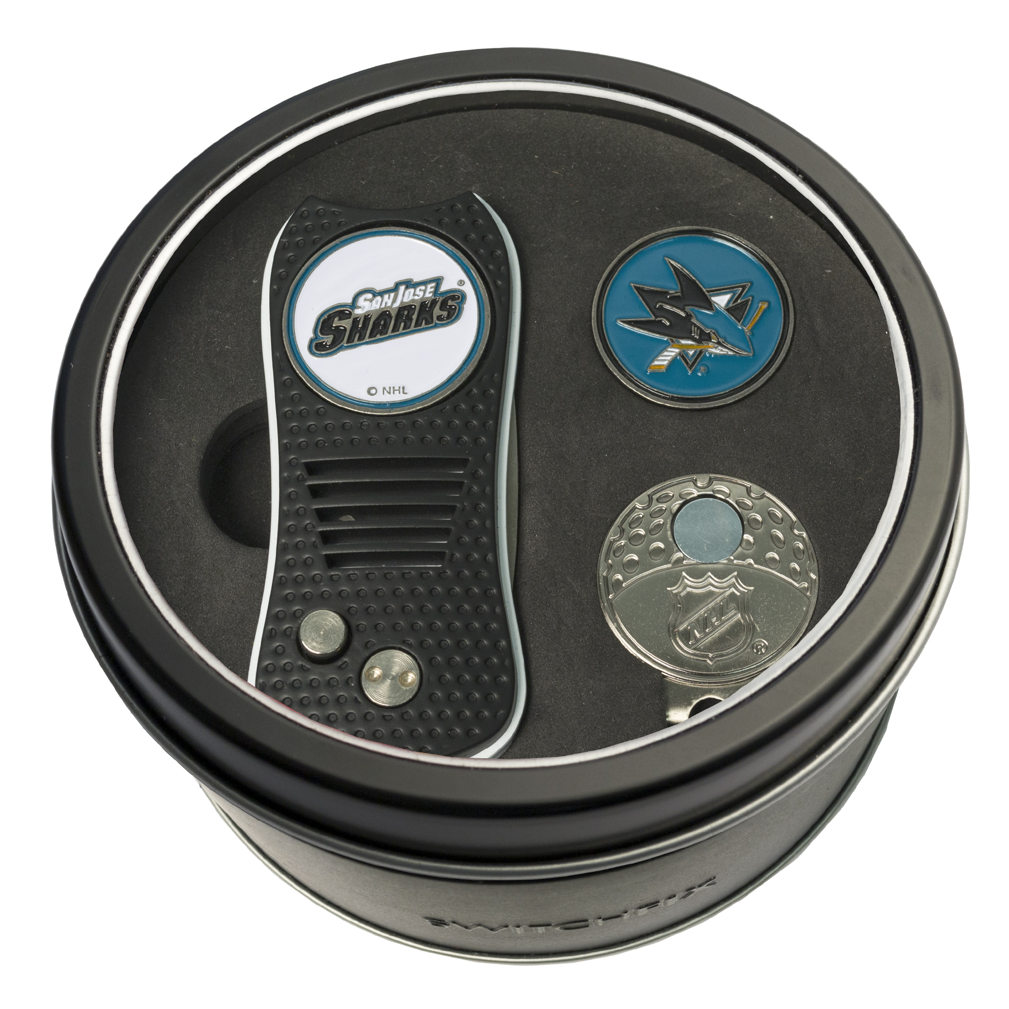 San Jose Sharks Switchfix + Cap Clip + Ball Marker Tin Gift Set