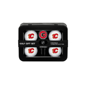Calgary Flames 4 Ball Tin Gift Set
