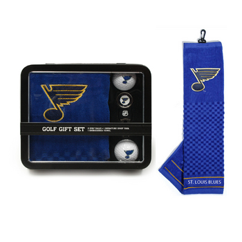 St Louis Blue Embroidered Towel Tin Gift Set