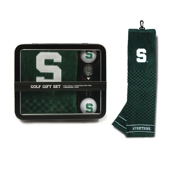 Michigan State Embroidered Towel Tin Gift Set