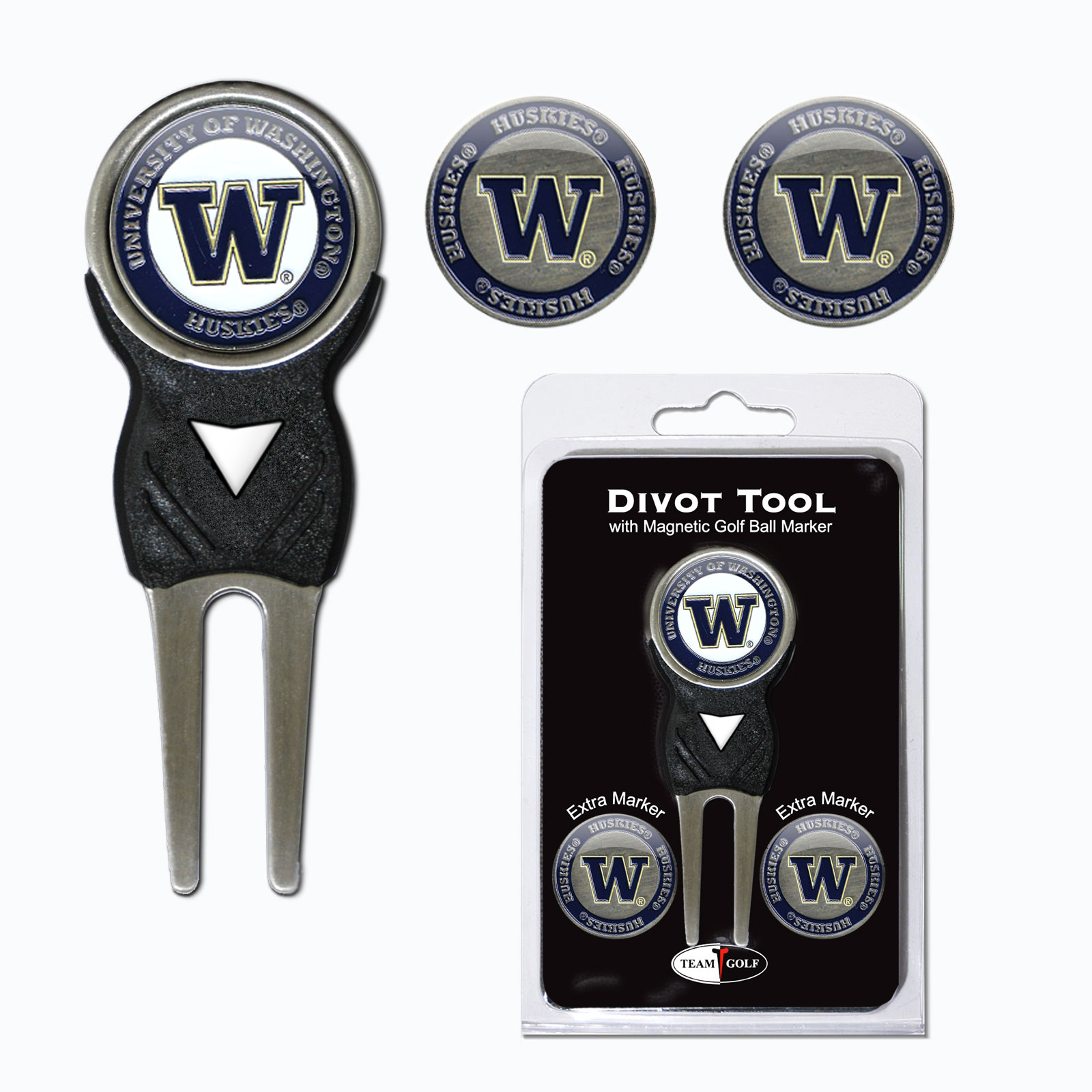 Washington Divot Tool Pack With 3 Golf Ball Markers
