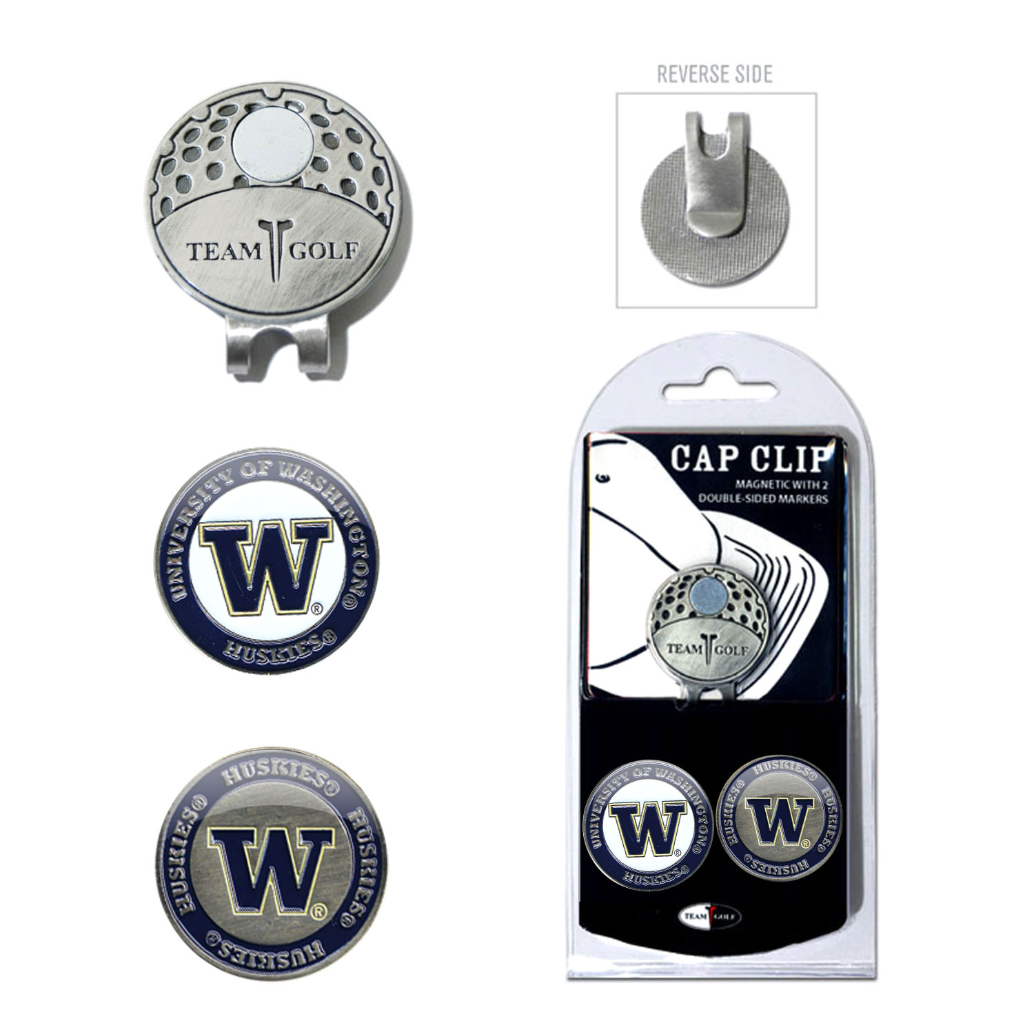Washington Cap Clip With 2 Golf Ball Markers