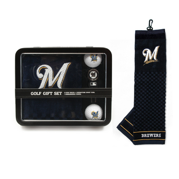 Milwaukee Brewers Embroidered Towel Tin Gift Set