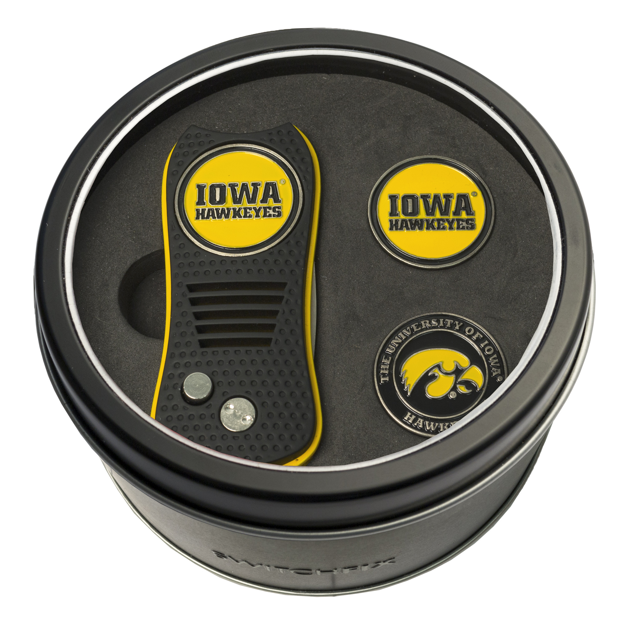 Iowa Hawkeyes Switchfix + 2 Ball Marker Tin Gift Set