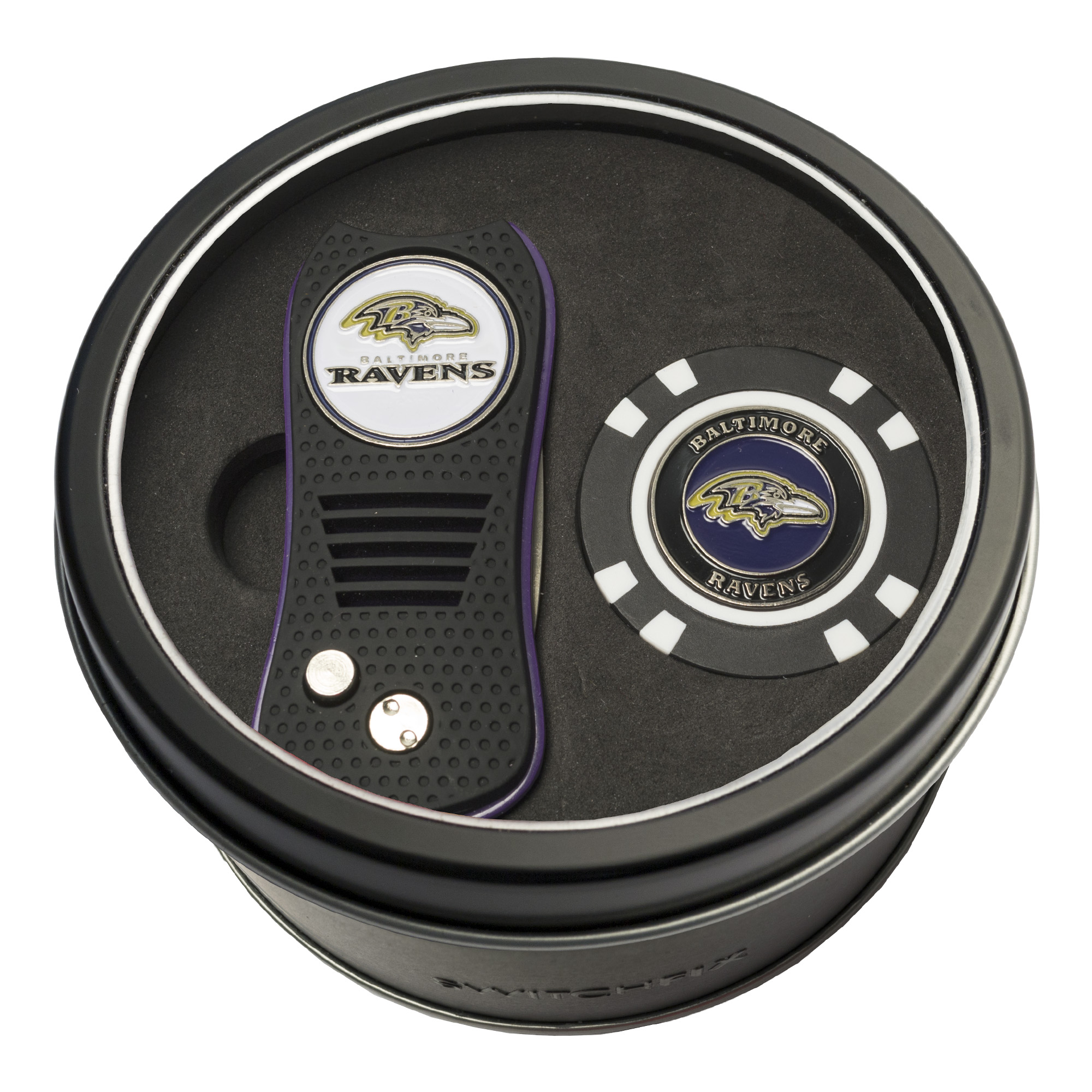 Baltimore Ravens Switchfix + Golf Chip Tin Gift Set