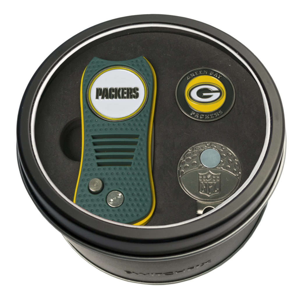 Green Bay Packers Switchfix + Cap Clip + Ball Marker Tin Gift Set