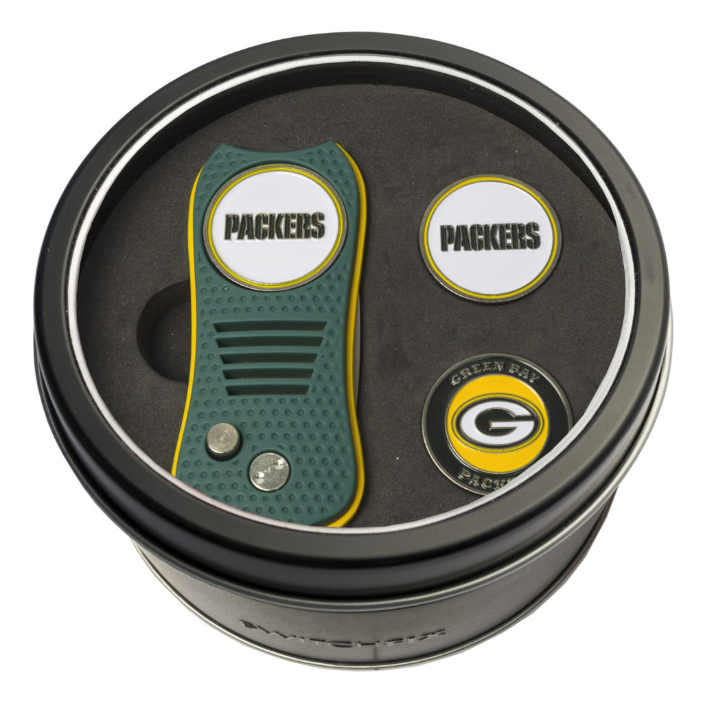 Green Bay Packers Switchfix + 2 Ball Marker Tin Gift Set