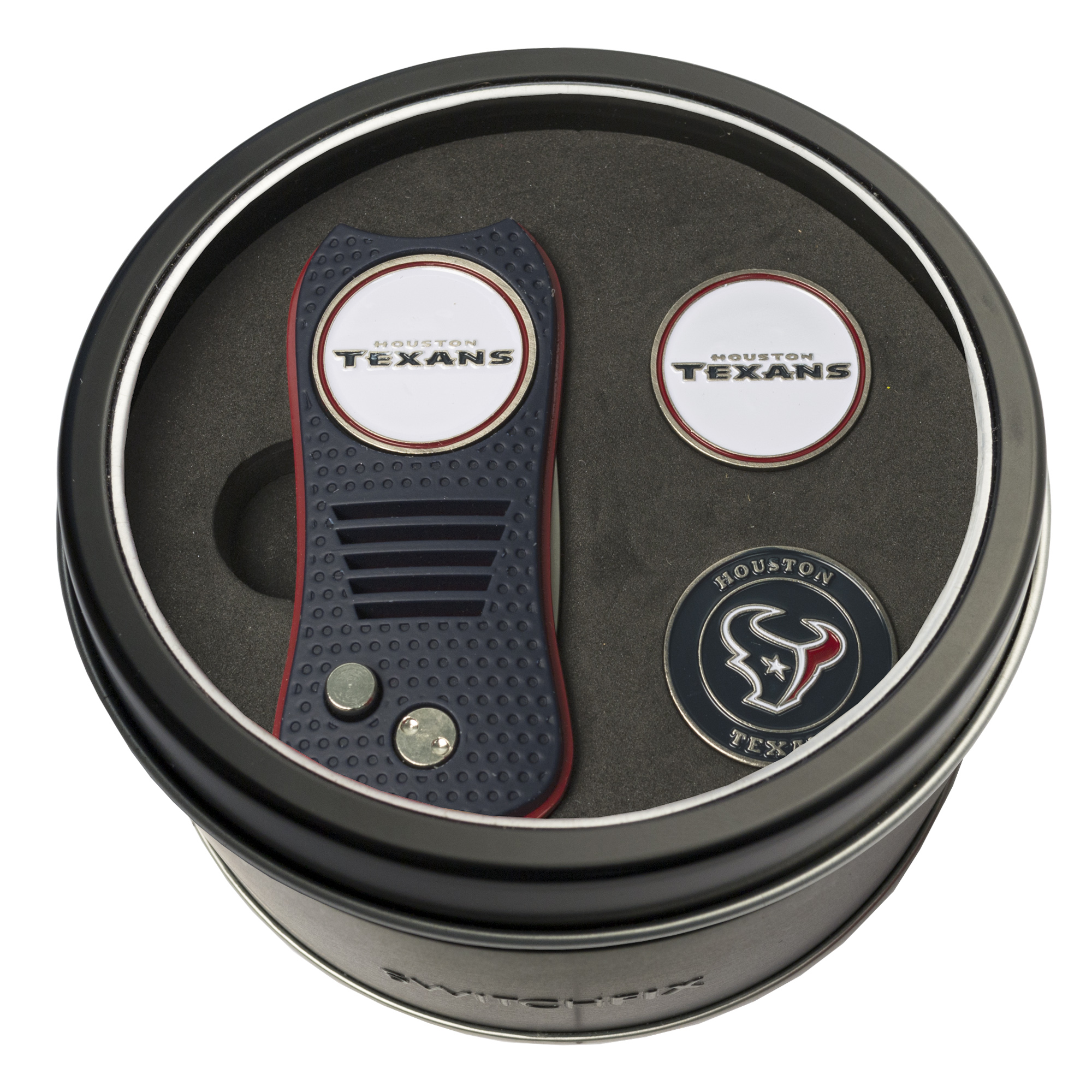 Houston Texans Switchfix + 2 Ball Marker Tin Gift Set