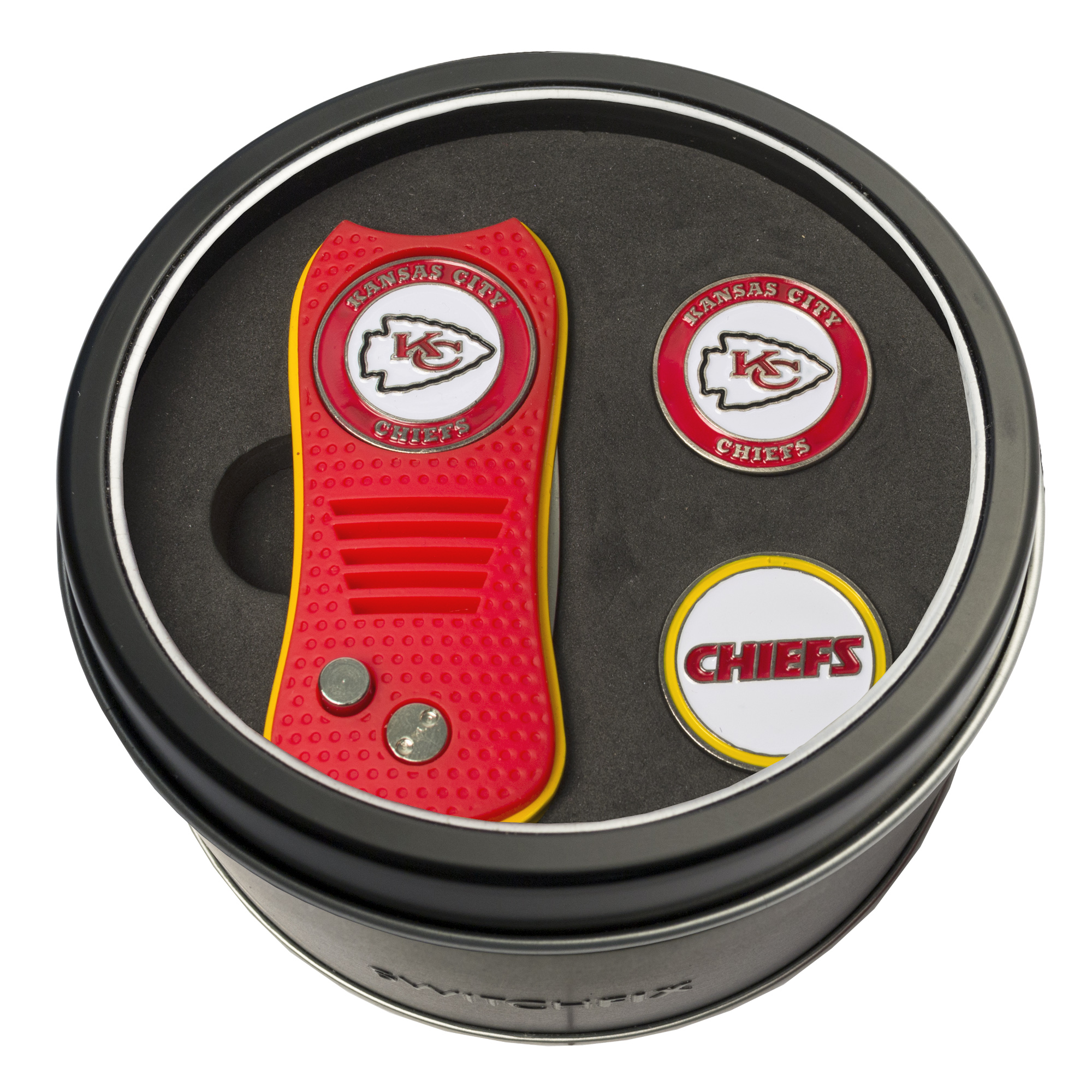 Kansas City Chiefs Switchfix + 2 Ball Marker Tin Gift Set