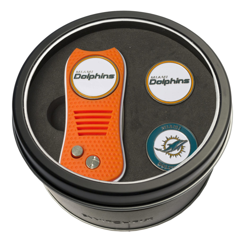 Miami Dolphins Switchfix + 2 Ball Marker Tin Gift Set