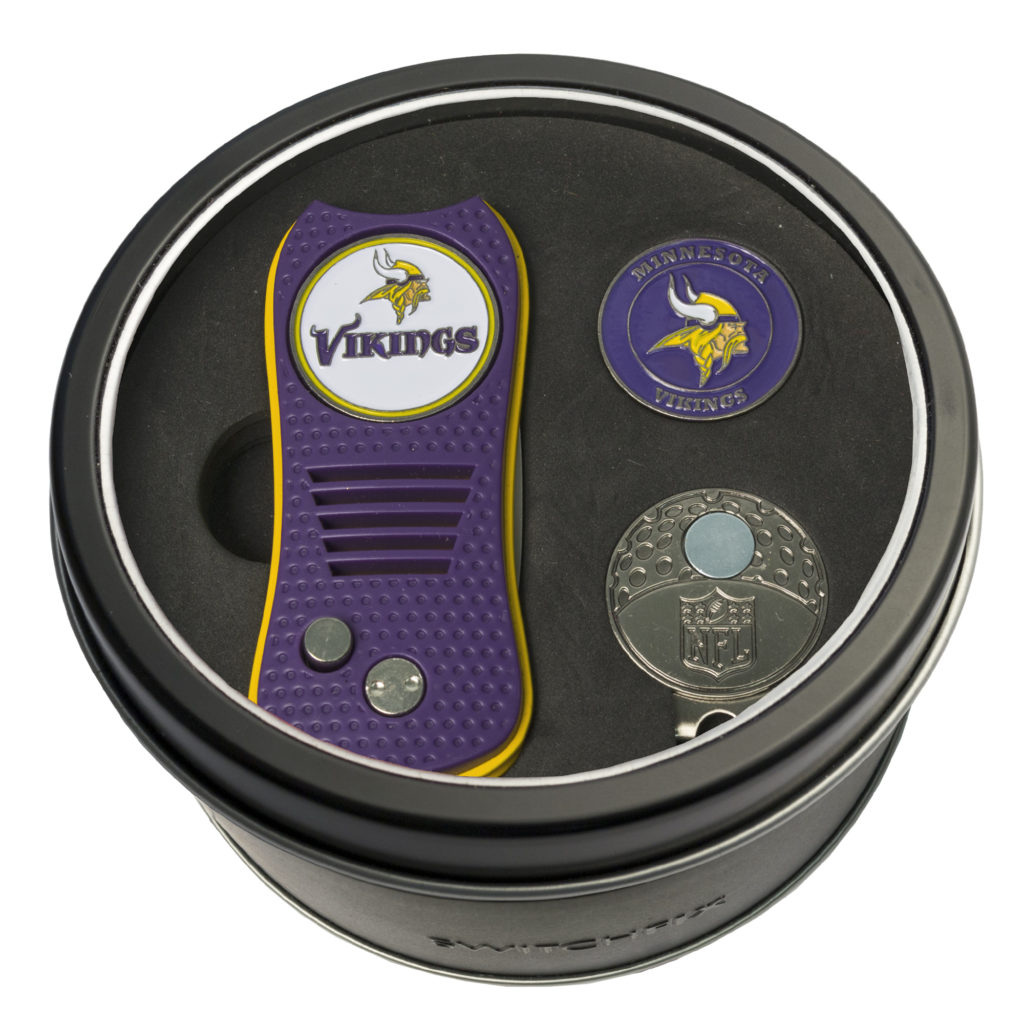 Minnesota Vikings Switchfix + Cap Clip + Ball Marker Tin Gift Set