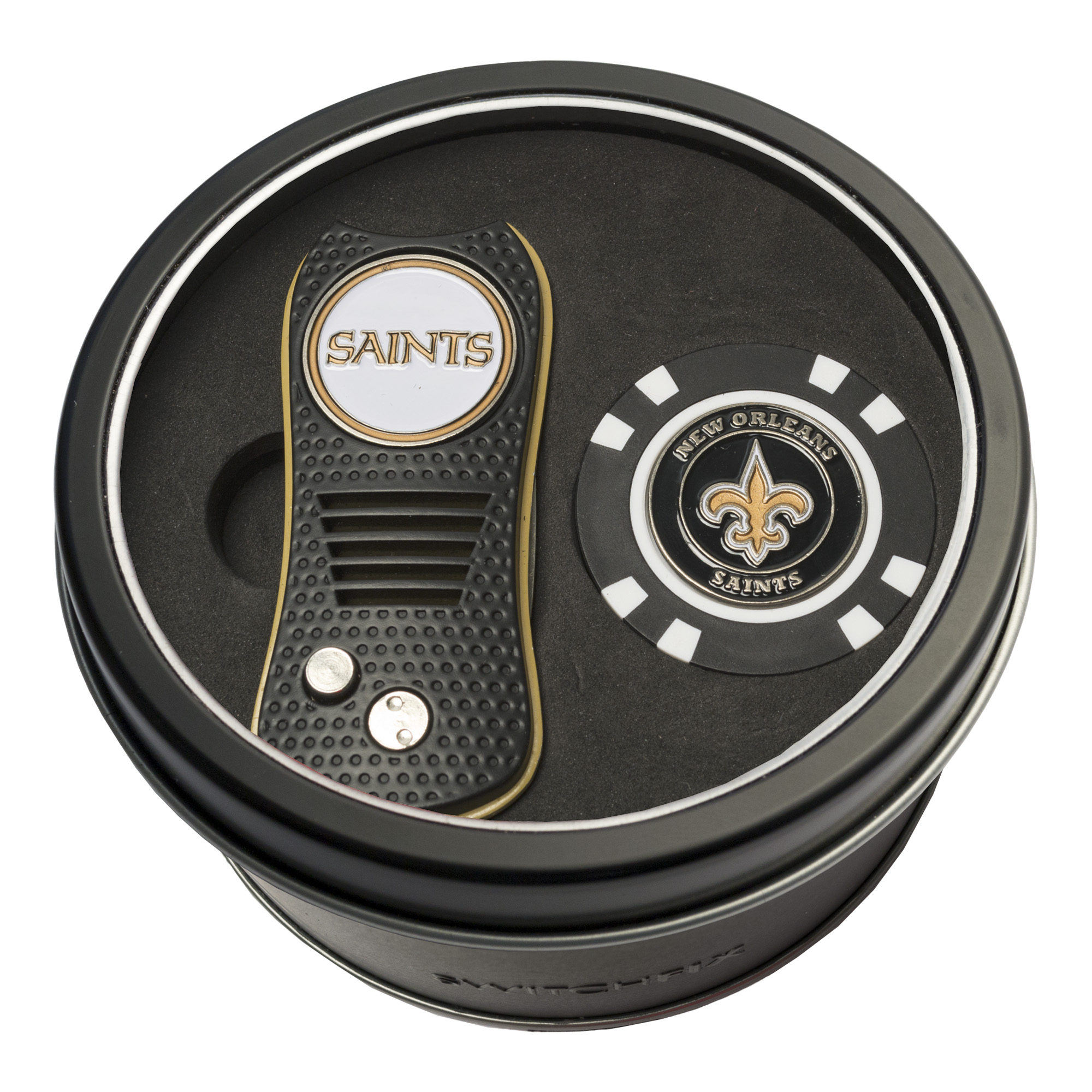 New Orleans Saints Switchfix + Golf Chip Tin Gift Set