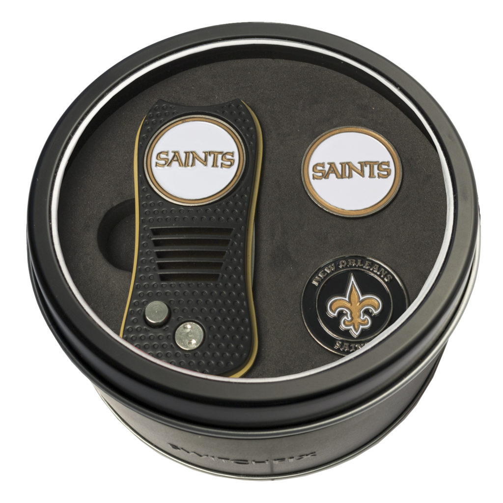 New Orleans Saints Switchfix + 2 Ball Marker Tin Gift Set
