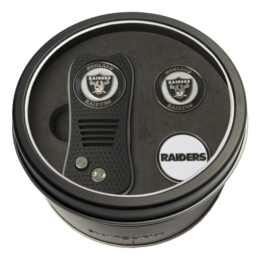 Oakland Raiders Switchfix + 2 Ball Marker Tin Gift Set