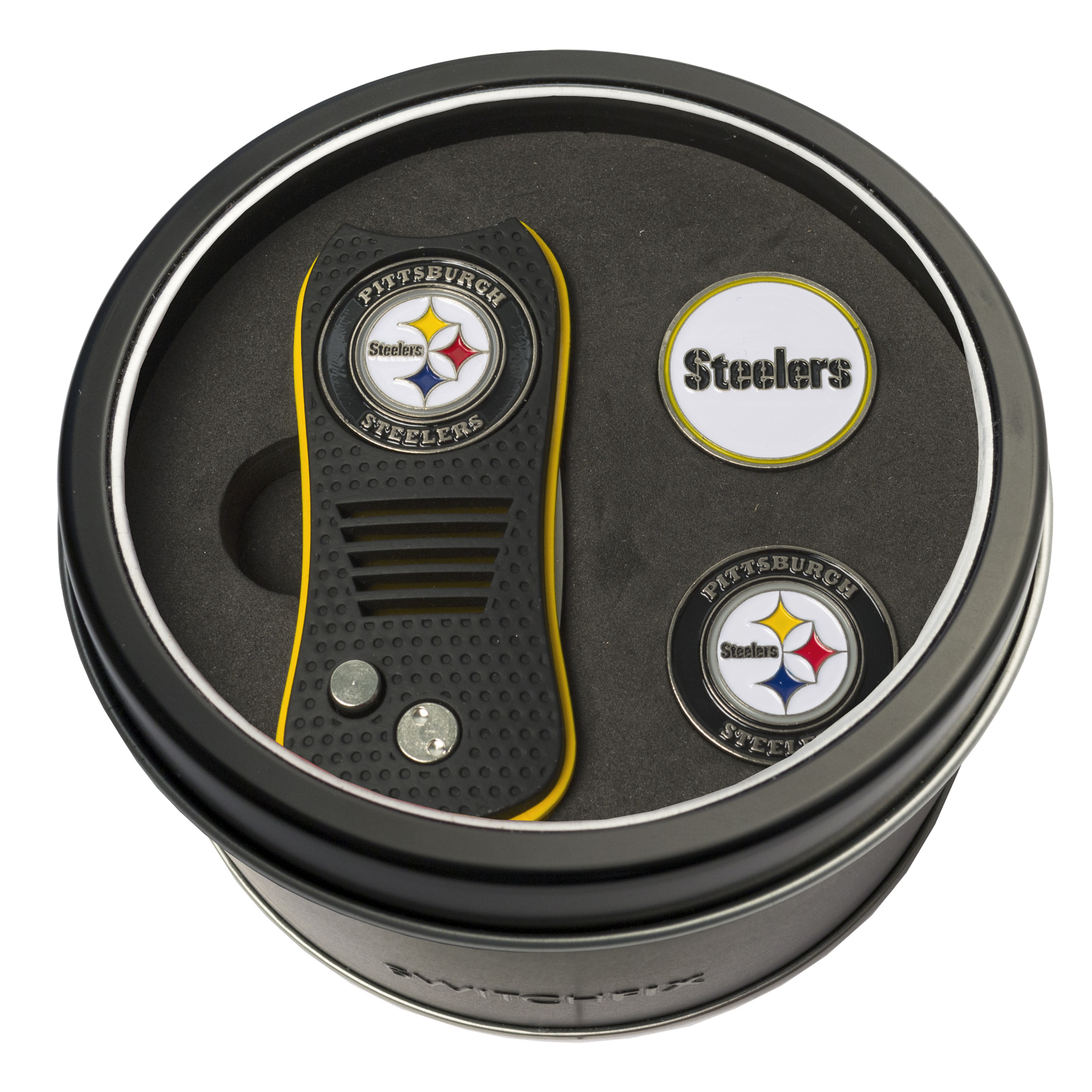 Pittsburgh Steelers Switchfix + 2 Ball Marker Tin Gift Set
