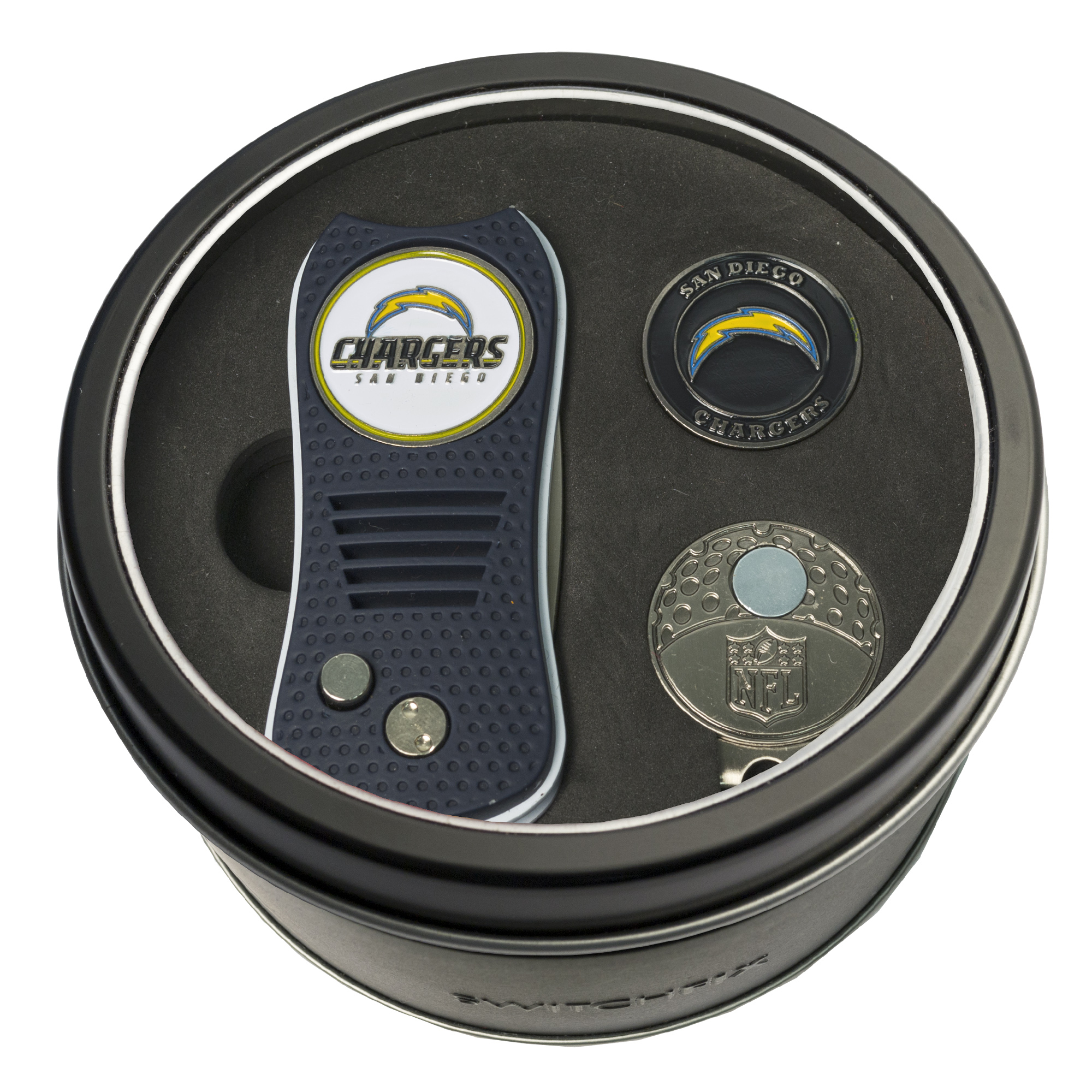 Los Angeles Chargers Switchfix + Cap Clip + Ball Marker Tin Gift Set