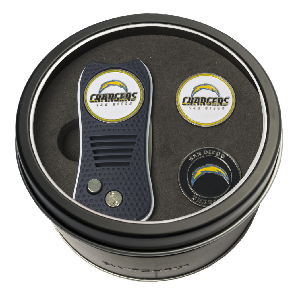 Los Angeles Chargers Switchfix + 2 Ball Marker Tin Gift Set