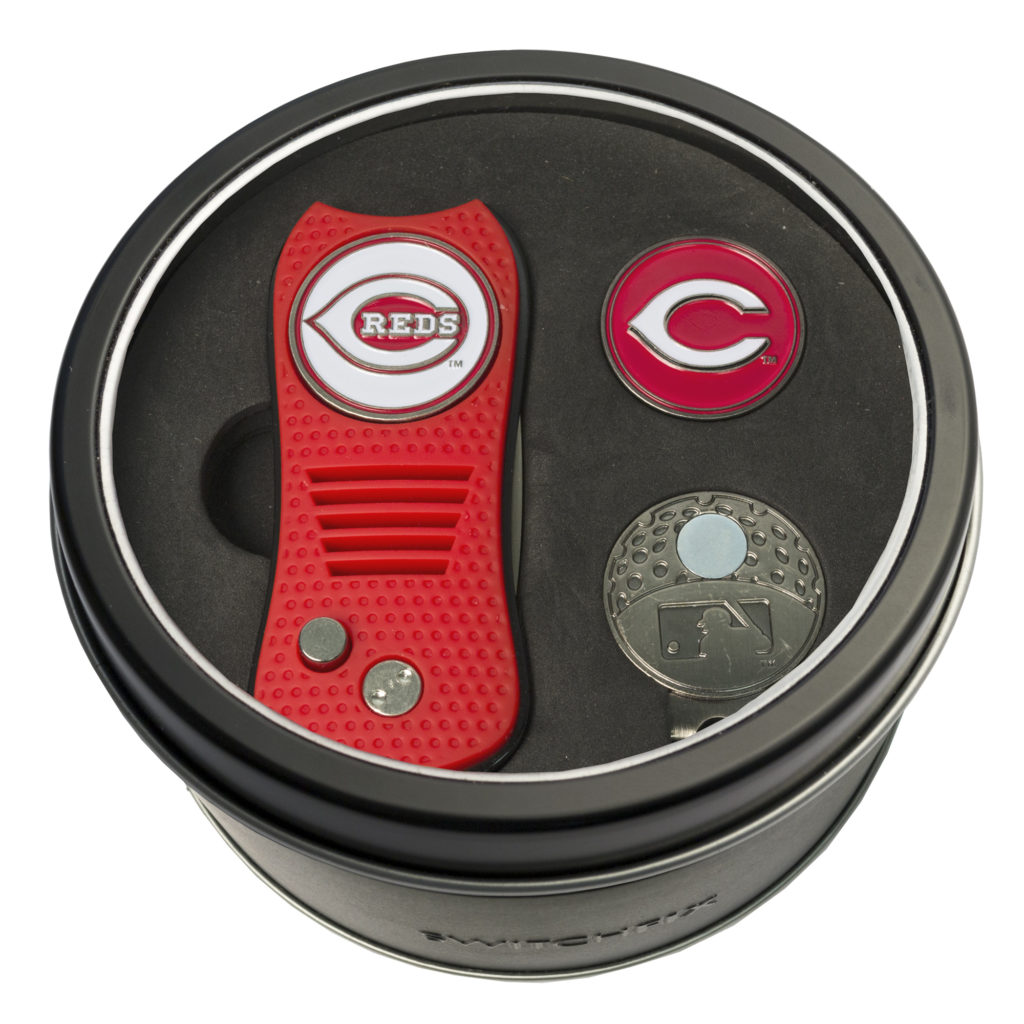 Cincinnati Reds Switchfix + Cap Clip + Ball Marker Tin Gift Set