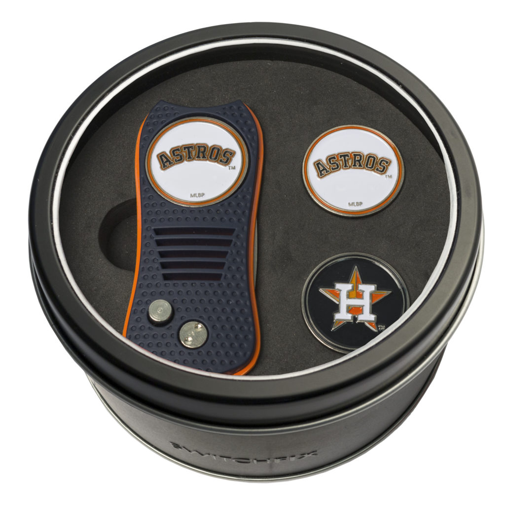 Houston Astros Switchfix + 2 Ball Marker Tin Gift Set