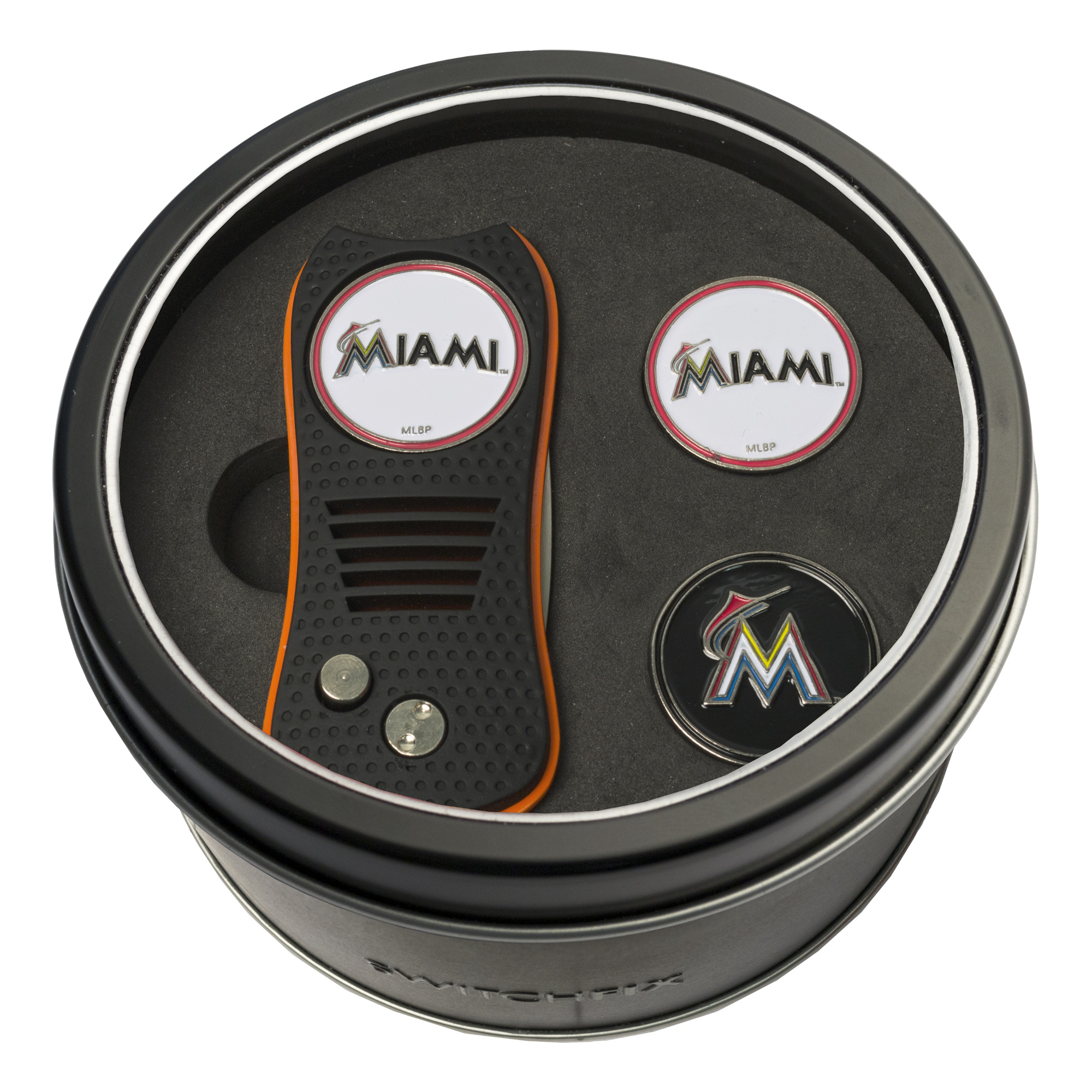 Miami Marlins Switchfix + 2 Ball Marker Tin Gift Set