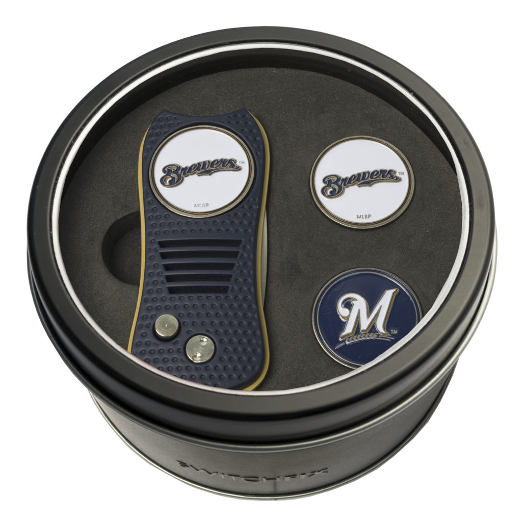 Milwaukee Brewers Switchfix + 2 Ball Marker Tin Gift Set