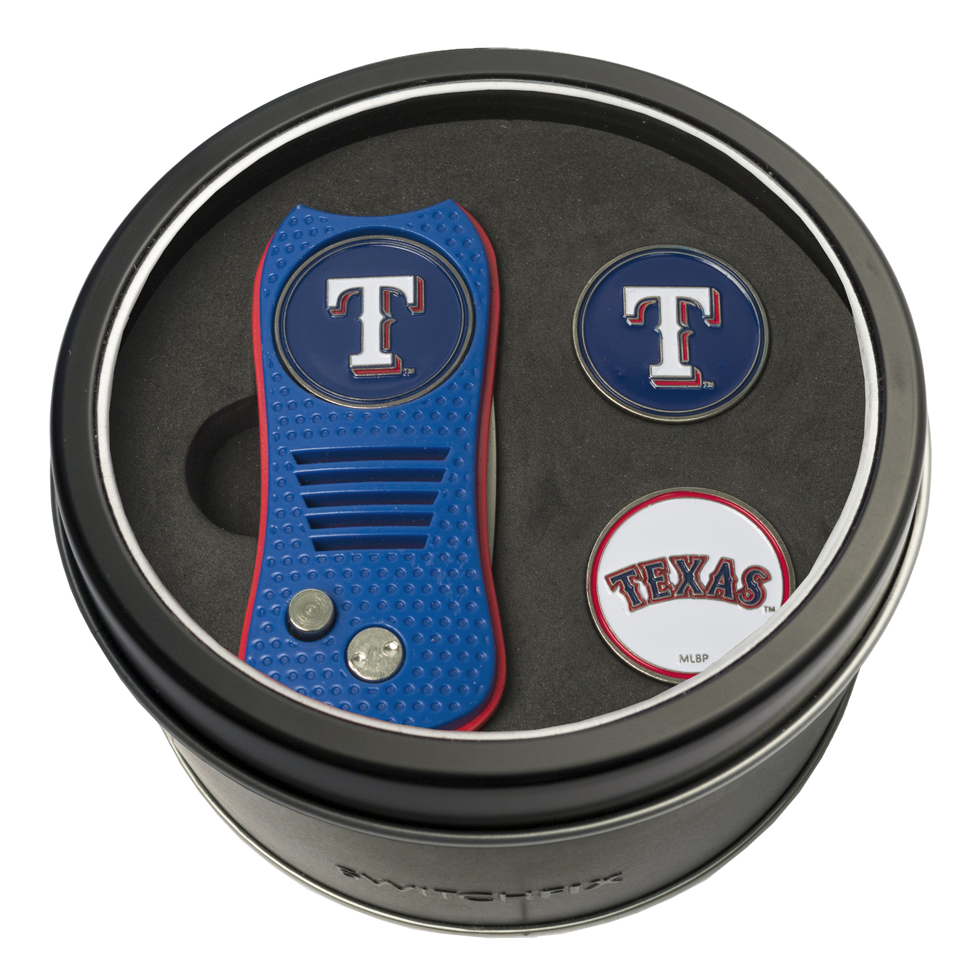 Texas Rangers Switchfix + 2 Ball Marker Tin Gift Set